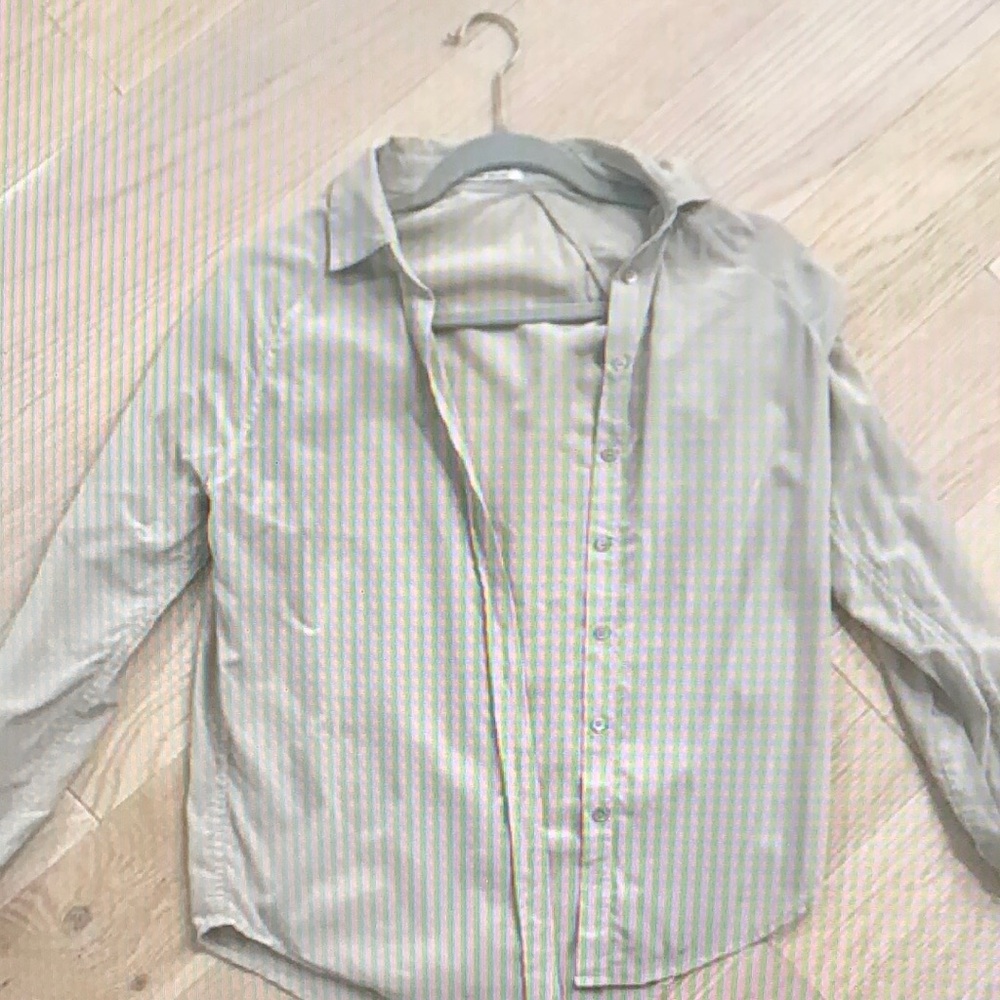 Everlane Gray Silk Button Down Shirt XS